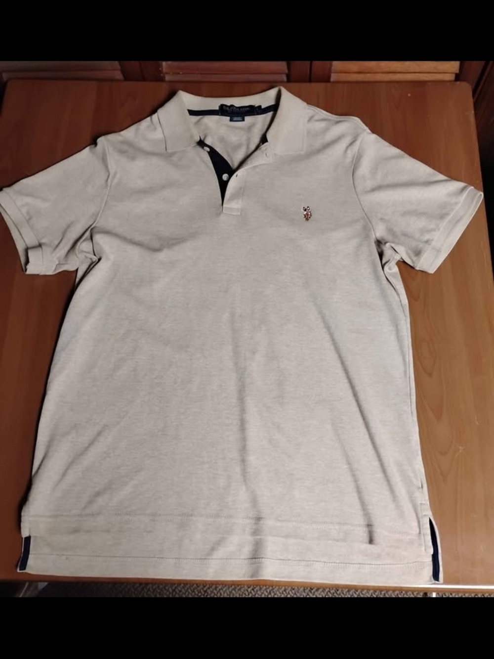U.S. Polo Assn. Beige Polo with Navy Trim